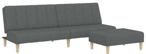 3258086 vidaXL 2-местен диван с табуретка, тъмносив, текстил