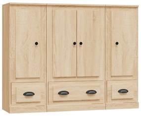 3185298 vidaXL Високи шкафове, 3 бр, сонома дъб, инженерно дърво