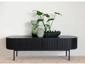 Черна телевизионна маса от дъб 48x160 cm Siena - Unique Furniture