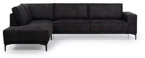 Тъмносив ъглов диван от изкуствена кожа (ляв ъгъл) Copenhagen - Scandic