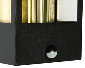 Външна стенна лампа черна със злато и детектор за движение - Rotterdam