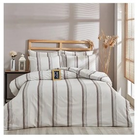 Кафяво-бежов памучен чаршаф за двойно легло 200x220 cm - Mila Home
