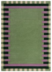 Зелено-лилав ръчно изработен вълнен килим 160x230 cm Kai Wool Border – Flair Rugs