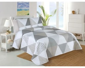 Бяло-сив капитониран комплект шалте и калъфка за възглавница 220x240 cm Terez – My House