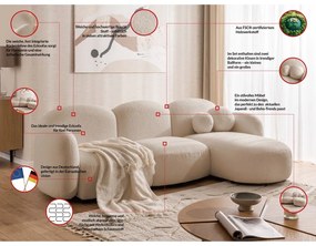 Светлокафяв ъглов диван от прежда с примки от букле (десен ъгъл) Orbit – Ropez