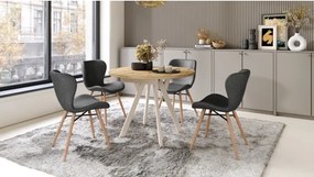 АЛМО Дъб Артисан/бежови крака - КРЪГЛА РАЗТЕГАТЕЛНА МАСА С Y-ОБРАЗНИ КРАКА В ЛОФТ/ИНДУСТРИАЛЕН СТИЛ ЗА ХОЛ ИЛИ ТРАПЕЗАРИЯ