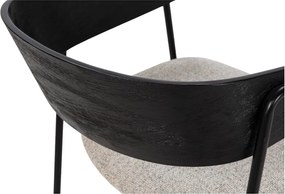 Черни/бежови тапицирани трапезни столове в комплект с подлакътници 2 бр. Cora – MOME