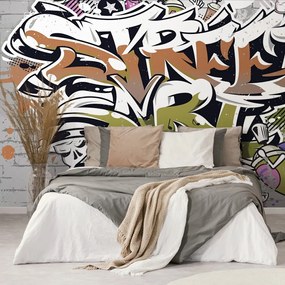 Тапет – Оранжев надпис Street Art със спрейове