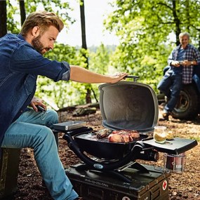 Електрическо барбекю Weber Q2400 WB 55020879, 2200 W, 55x39 cm, Капак и корпус от лят алуминий, Подвижна тава за мазнини, Тъмносив