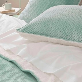 Зелен капитониран комплект шалте и калъфка за възглавница от шерпа 240x220 cm Mylene – douceur d'intérieur