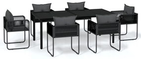 3099081 vidaXL Градински трапезен комплект, 7 части, черен