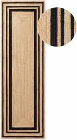 Черна/в естествен цвят двустранна/ръчно изработена ютена пътека 70x200 cm Jutta – Hanse Home