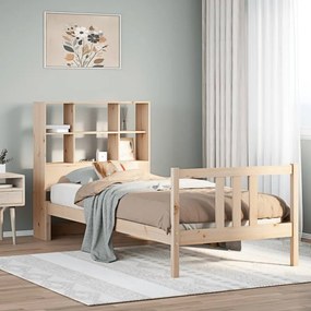 3322301 vidaXL Легло с рафтове за книги, без матрак, 90x190 см, бор масив