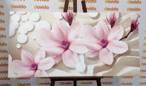 Картина на платно – Магнолия на абстрактен фон