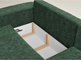 Тъмнозелен шенилов сгъваем/с място за съхранение ъглов диван (десен ъгъл/L форма) Tonga – Maison de Rêve