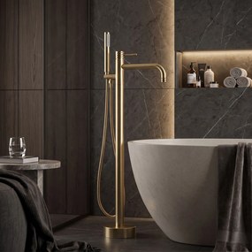 Cмесител-свободно стоящ  Rea Lungo Diamond Brush Gold