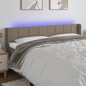3123254 vidaXL LED горна табла за легло, таупе, 183x16x78/88 см, плат