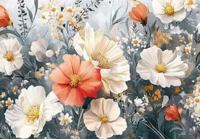15626 - Цветя на сив фон