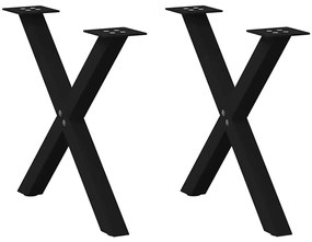 4012900 vidaXL Крака за масичка за кафе, X-образни, 2 бр., черни, 60 x (42-43) см, стомана