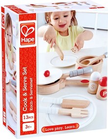 Hape - Дървен сервиз за хранене и готвене H3150