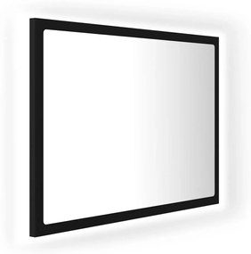 LED Огледало за баня, черно, 60x8,5x37 см, ПДЧ