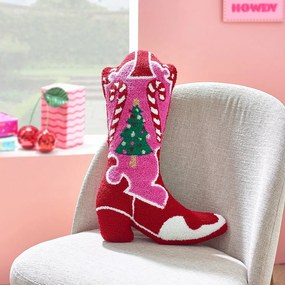 Декоративна възглавница с коледен мотив от букле 48x35 cm Santa's Howdy Christmas Boot – Catherine Lansfield