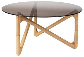 Кръгла масичка за кафе със стъклен плот в естествен цвят ø 80 cm Naia – Dutchbone
