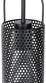 Висяща лампа черна с опушено стъкло 23 см овална 3-светлина - Kevin