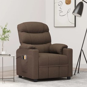 3143507 vidaXL Електрически масажен стол, кафяв, текстил