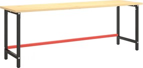 151458 vidaXL Рамка за работна маса матово черно и червено 220x57x79 см метал