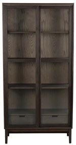 Кафява витрина от декор от дъб с плъзгащи се врати 100x203 cm Hazelton – Rowico