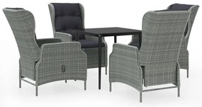 3099662 vidaXL Градински трапезен комплект, 5 части, светлосив
