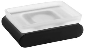 Матово черна стенна стъклена сапунерка Flori – Sapho