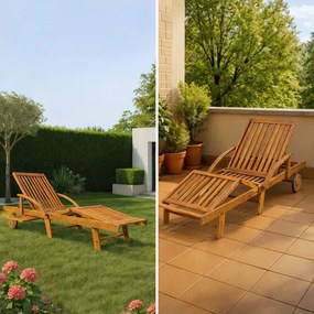 Градински шезлонг с колела и издърпваща се масичка 195,5 x 69 x 85 cm