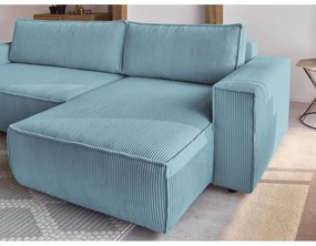 Светлосин велурен разтегателен диван Nihad - Bobochic Paris