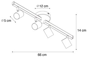 Таванен прожектор черен GU10 50mm 4-лампи с подсветка - Back Up