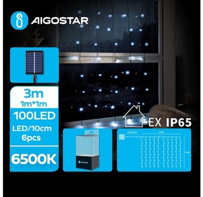 Aigostar - LED соларниr коледни лампички 100xLED/8 функции 4x1 м IP65 студено бял