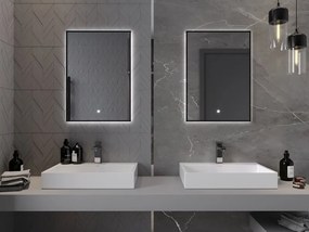 Mexen Erma осветено огледало за баня 50 x 70 см, LED 6000K, противымъгла, черна