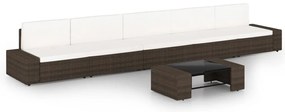3067162 vidaXL Градински комплект с възглавници, 6 части, кафяв полиратан