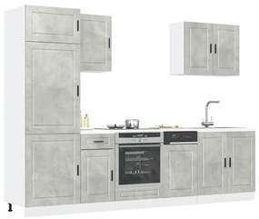 3314785 vidaXL Комплект кухненски шкафове, 7 части, "Porto", бетонно сив, инженерно дърво