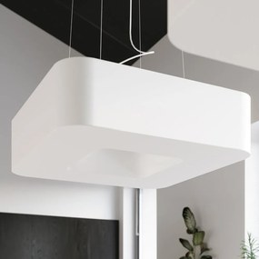 Бяло висящо осветително тяло с текстилен абажур Piano – Nice Lamps
