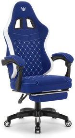 Удобен геймърски и офис стол HC-1015 с поставка за крака - син