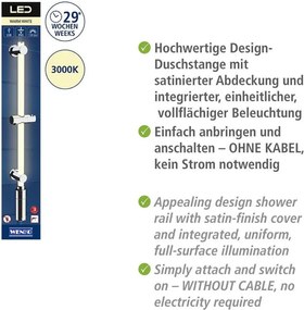 Стенна душ релса в сребрист цвят 74 cm LED – Wenko