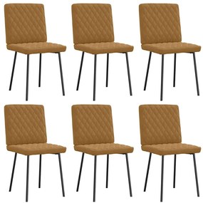 3315481 vidaXL Трапезни столове, 6 бр, кафяви, кадифе