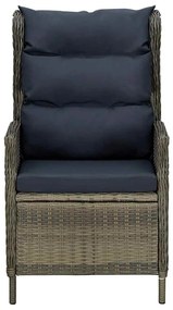 313302 vidaXL Накланящ се градински стол с възглавници, полиратан, кафяв