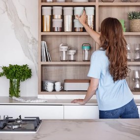 Буркан за съхранение с допълнителна приставка Lekue Green 1010217, 600-850 мл, -15/+80°C, Полипропилен, Зелен