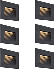 Комплект от 6 модерни вградени стенни лампи черни 11,5 см вкл. LED IP65 - Trem