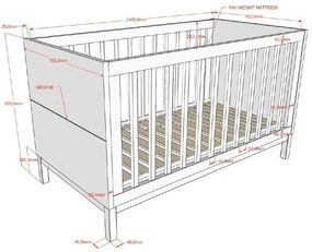 Бяло детско креватче от масивен бор 70x140 cm Eva – Vipack