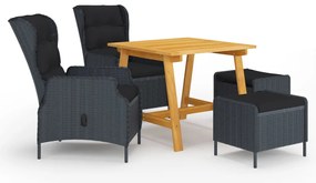 3068728 vidaXL Градински трапезен комплект, 5 части, тъмносив