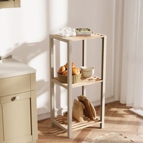 Нощно шкафче - Дървена етажерка в естествен - бежов цвят 37x29x79см.